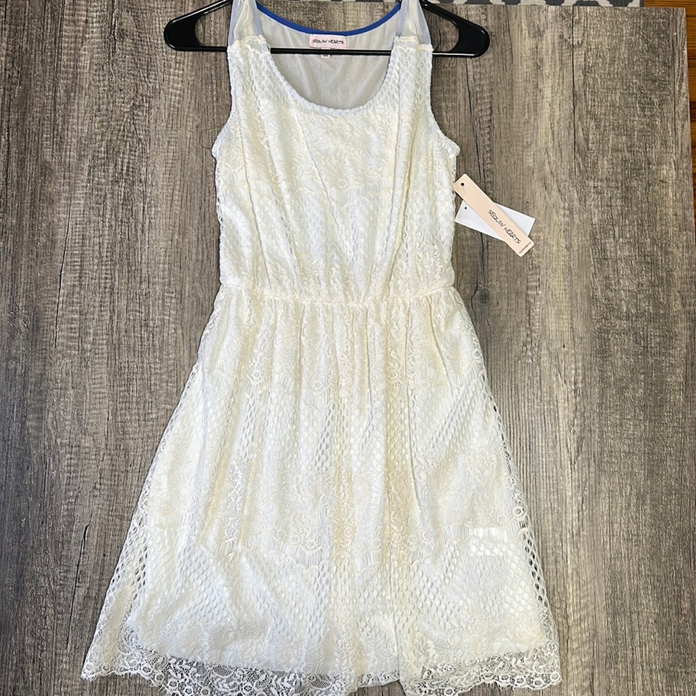 Sequin Hearts Cream Dress (NWT)